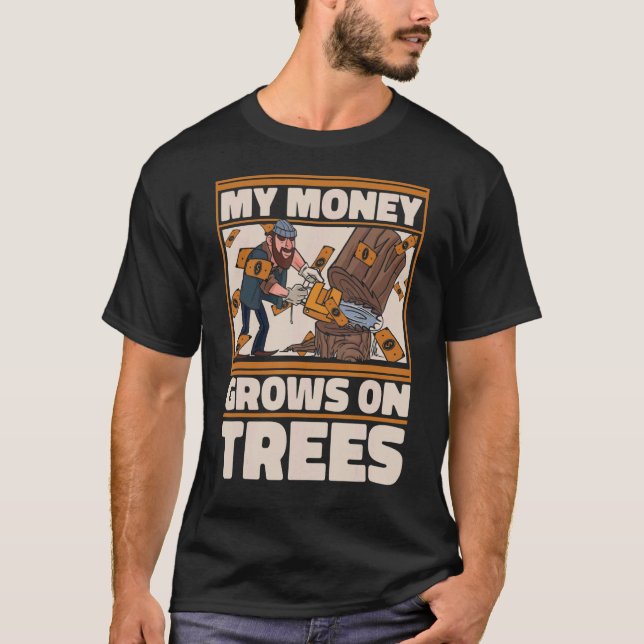 T-shirt Lumberjack Woodworker Ax Chainsaw (Devant)