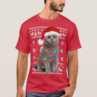 T-shirt Lumière de chat Chapeau de Noël de chaton laid Pyj