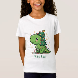 T-Shirt Lumière de dinosaure de Noël Fête drôle d'arbre Re