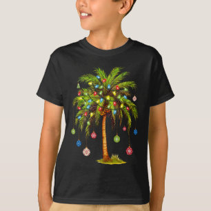 T-shirt Lumière de palmier de Noël Hawaïen Tropical Xmas 1