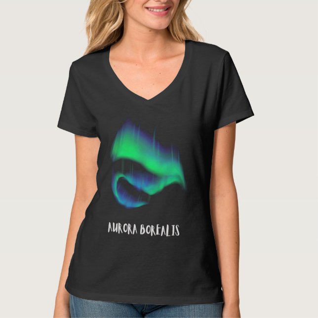 T-shirt Lumière du Nord Aurore Ciel Vert Hommes Femmes Enf (Devant)