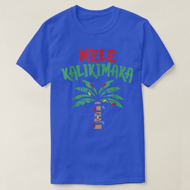 T-shirt Lumière hawaïenne de Noël Mele Kalikimaka Palm Tre (Design devant)