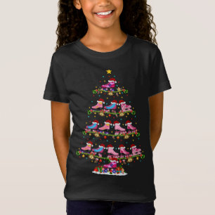 T-Shirt Lumières amusantes Noël Père Noël Roller Derby Noë