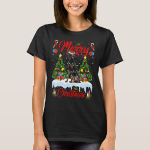 T-shirt Lumières arbre de Noël Père Noël Doberman Pinscher