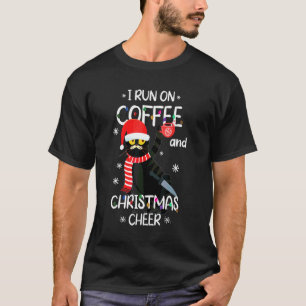 T-shirt Lumières de chat noir Je fonctionne au café et à N