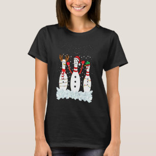 T-shirt Lumières de costume de Noël de bowling Renne Santa