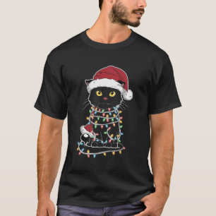 T-shirt Lumières de Noël Amoureux de les chats amusantes
