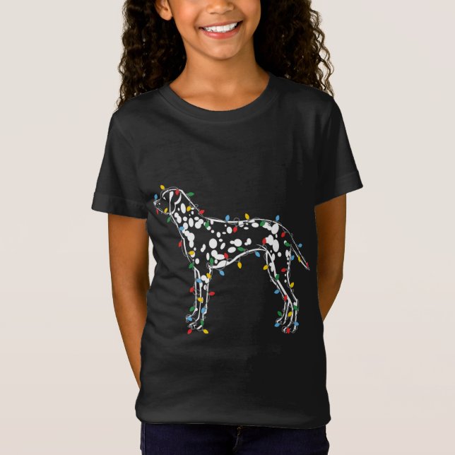 T-Shirt Lumières de Noël Amoureux des chiens dalmate lame  (Devant)