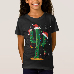 T-Shirt Lumières de Noël Cactus Lover Drôle Noël Pajama Gi