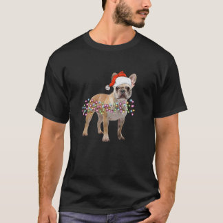 T-shirt Lumières de Noël Chien de taureaux français mite