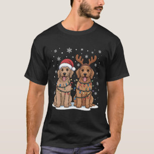 T-shirt Lumières de Noël Chien Goldendoodle Santa Renne X