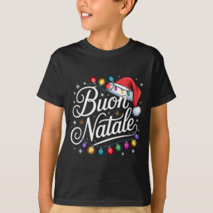 T-shirt Lumières de Noël de Famille Italienne Chapeau Roug