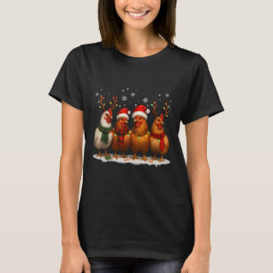 T-shirt Lumières de Noël de poulet drôle ferme animal mign