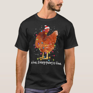 T-shirt Lumières de Noël de poulet Je vais bien Tout va bi