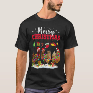 T-shirt Lumières de Noël de poulet Joyeux Noël Famille Mat