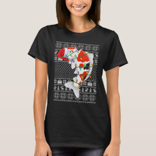 T-shirt Lumières de Noël de style pull moche Santa Koi Fis