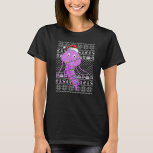 T-shirt Lumières de Noël de style pull moche Santa méduse