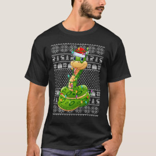 T-shirt Lumières de Noël de style Sweater laid Santa Snake