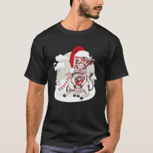 T-shirt Lumières de Noël de vache à café Chapeau de Père N
