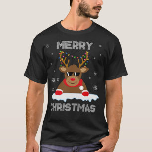 T-shirt Lumières de Noël des rennes Père Noël Deer Rudolph