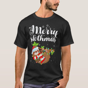 T-shirt Lumières de Noël drôles de paresseux Joyeux Slothm