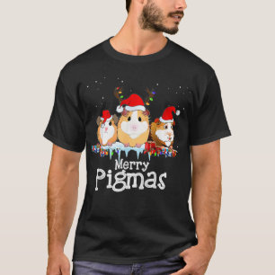 T-shirt Lumières de Noël du porc de Guinée Noël Noël 