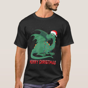 T-shirt Lumières de Noël en forme de dragon mignon pour sa