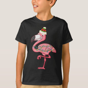 T-shirt Lumières de Noël exotiques flamant rose Hawaïen en