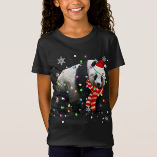 T-Shirt Lumières de Noël Funky Noël Chapeau de Noël Panda 