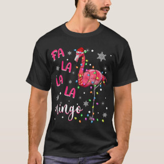 T-shirt Lumières de Noël Funky Noël Chapeau Flamant rose A