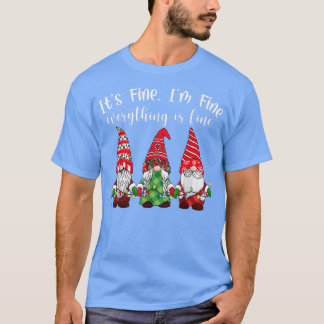 T-shirt Lumières de Noël Gnome C'est bon Je vais bien tout