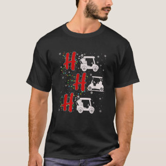 T-shirt Lumières de Noël HO HO HO Chariot de Golf Drôle No