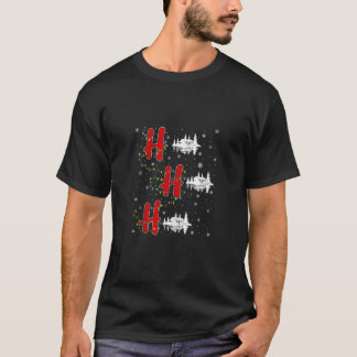 T-shirt Lumières de Noël HO HO HO Maison au bord du lac Dr