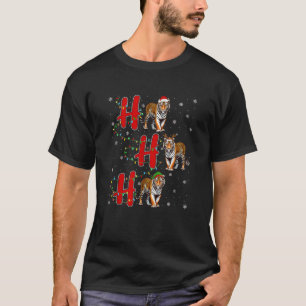 T-shirt Lumières de Noël HO HO HO Tigre de Bengale Drôle d