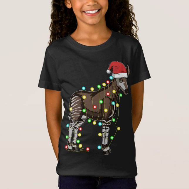 T-Shirt Lumières de Noël Okapi Lover Funny Noël Gi de Noël (Devant)