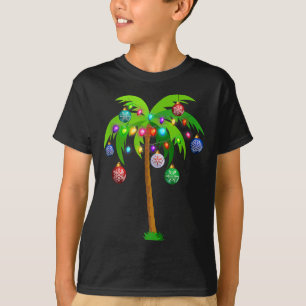 T-shirt Lumières de Noël Palm Tree Fun Hawaii Beach Tropic