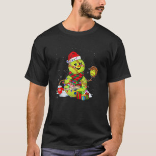 T-shirt Lumières de Noël Père Noël Snowman Jouer Softball 
