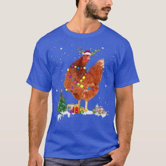 T-shirt Lumières de Noël Poulet Père Noël Drôle Poulet