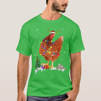T-shirt Lumières de Noël Poulet Père Noël Funny Xmas Tree 