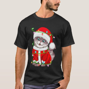 T-shirt Lumières de Noël pour chat Costume de Père Noël Xm