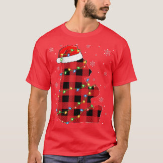 T-shirt Lumières de Noël Rouge Buffalo Plaid Panda Christm