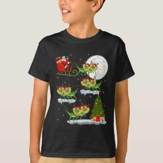 T-shirt Lumières de Noël Santa chevauchant Dilophosaurus d