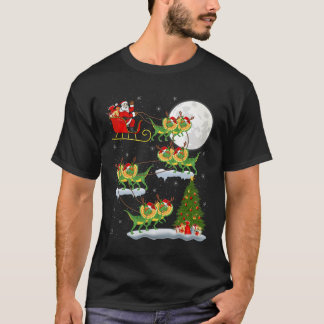 T-shirt Lumières de Noël Santa chevauchant Dilophosaurus d