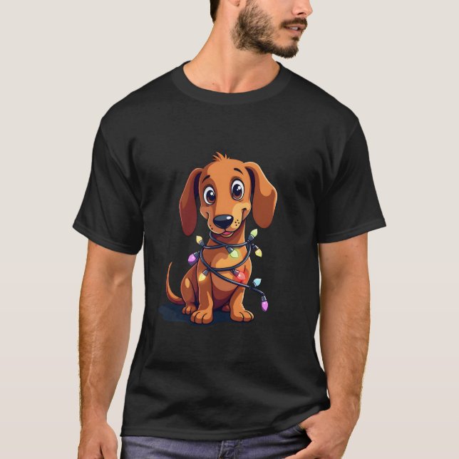 T-shirt Lumières de Noël Teckel (3) (Devant)