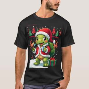 T-shirt Lumières de Noël Tortue Père Noël Noël Tortue Marr