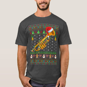 T-shirt Lumières de Noël Trompette Amant de musique drôle