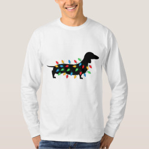 T-shirt Lumières de Noël Wiener Dachshund Amoureux des chi
