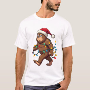 T-shirt Lumières de sapin de Noël Bigfoot Santa Xmas garço