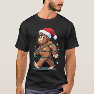 T-shirt Lumières de sapin de Noël Bigfoot Santa Xmas garço