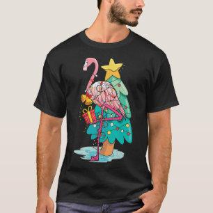 T-shirt Lumières de sapin de Noël Flamingo Tropical Animal